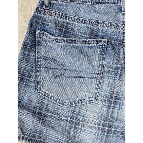American Eagle Shorts Womens 00 Highest Rise Mom Short Denim Plaid Cross Angled - Picture 8 of 11